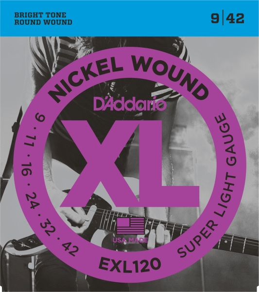 Struny do gitary elektrycznej D'Addario EXL120 (9-42) - miniatura