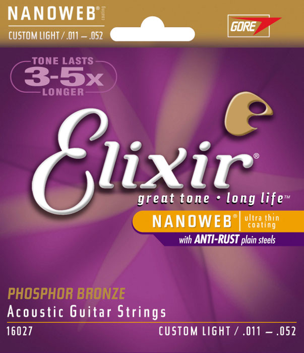 Struny do gitary akustycznej Elixir 16027 Phosphor Bronze 11-52 - miniatura