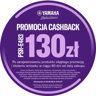 Promocja CASHBACK - odbierz 130 zł zwrotu po zarejestrowaniu zakupu u producenta