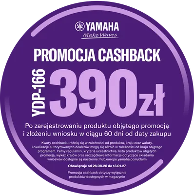 Promocja CASHBACK - odbierz 390 zł zwrotu po zarejestrowaniu zakupu u producenta