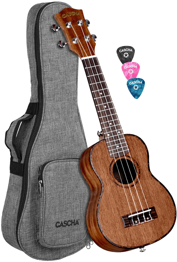 Ukulele sopranowe Cascha HH 2026 Premium Mahogany SET / zestaw - miniatura