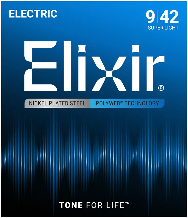 Struny do gitary elektrycznej Elixir 12000 PolyWeb Super Light 9-42 - miniatura