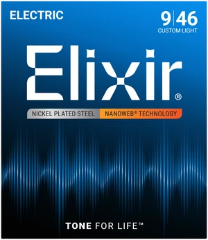 Struny do gitary elektrycznej Elixir 12027 NanoWeb Custom Light 9-46