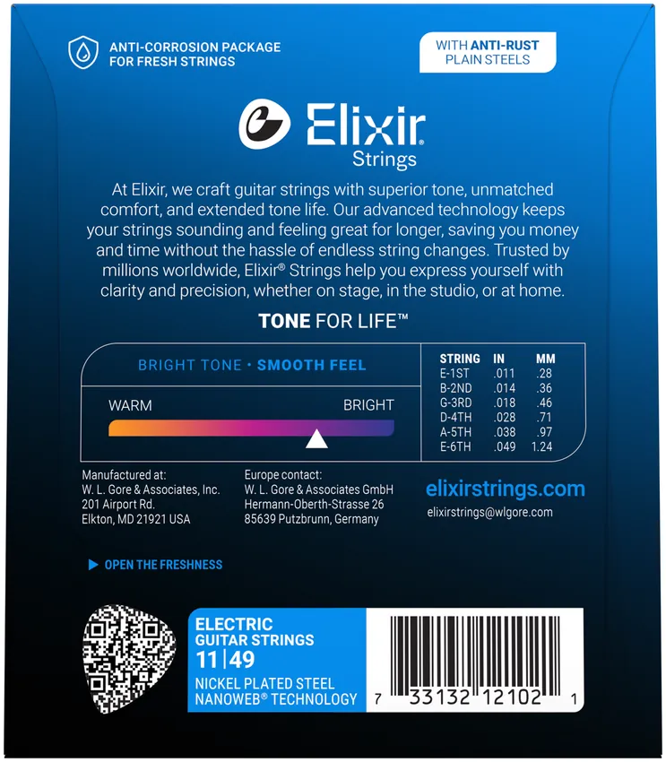 Struny do gitary elektrycznej Elixir 12102 NanoWeb Medium 11-49 - miniatura