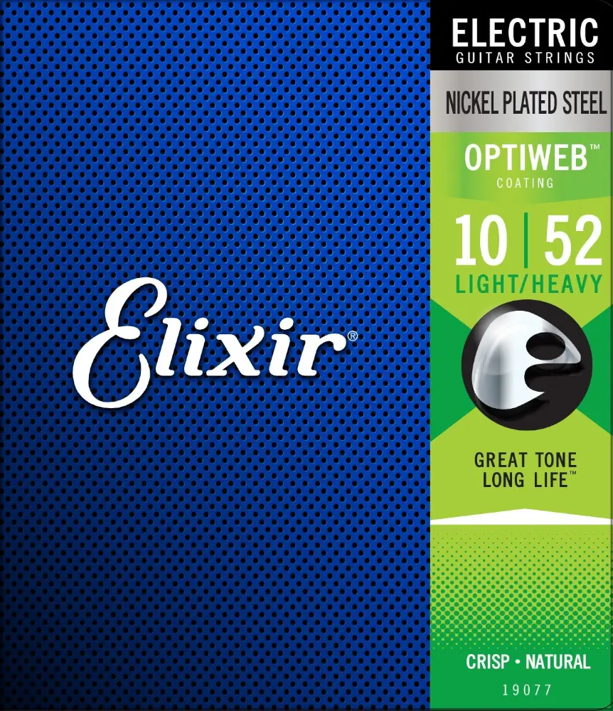Struny do gitary elektrycznej Elixir 19077 OptiWeb Light-Heavy 10-52 - miniatura
