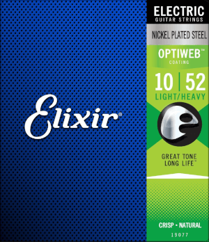 Struny do gitary elektrycznej Elixir 19077 OptiWeb Light-Heavy 10-52