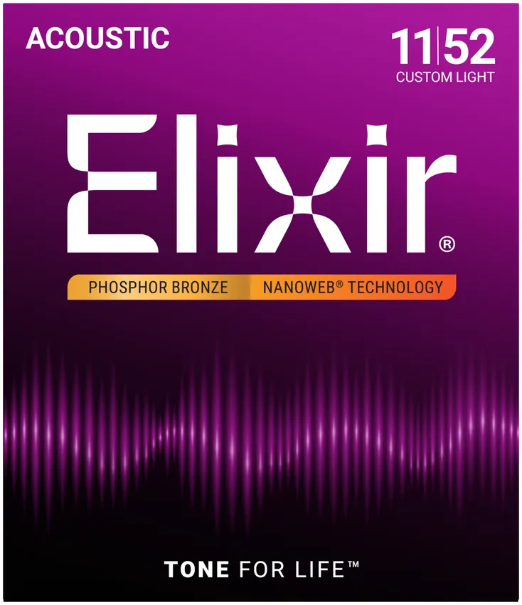 Struny do gitary akustycznej Elixir 16027 Phosphor Bronze 11-52 - miniatura