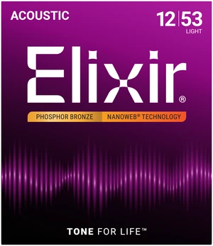 Struny do gitary akustycznej Elixir 16052 Phosphor Bronze 12-53