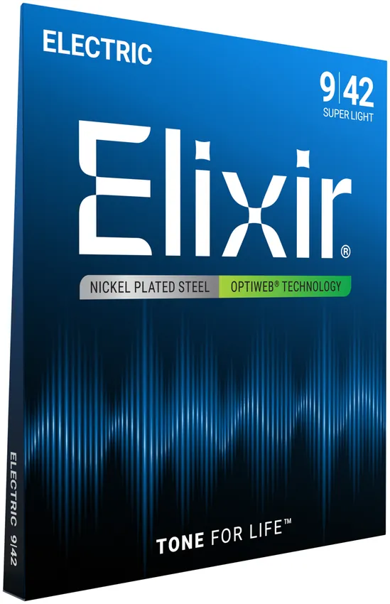 Struny do gitary elektrycznej Elixir 19002 OptiWeb Super Light 9-42 - miniatura