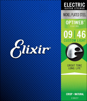 Struny do gitary elektrycznej Elixir 19027 OptiWeb Custom Light 9-46