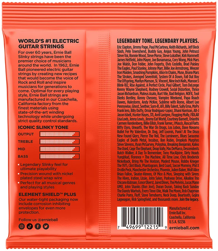 Struny do gitary elektrycznej Ernie Ball 2215 Skinny Top Heavy Bottom Slinky 10-52 - miniatura