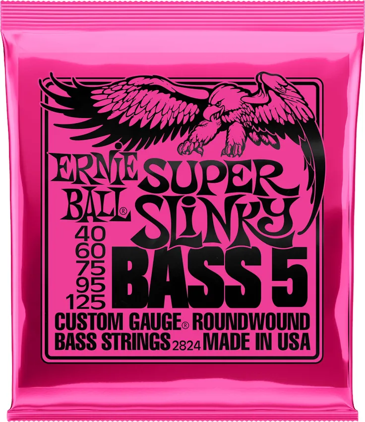 Struny do gitary basowej Ernie Ball Super Slinky Nickel Wound 2824 (40-125) - miniatura