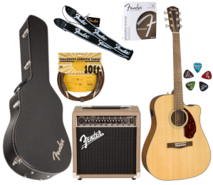 Zestaw gitarowy Fender CD-140SCE NAT + Acoustasonic 15 + akcesoria