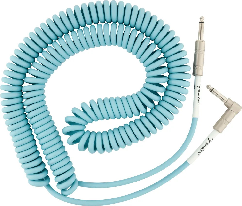 Kabel instrumentalny Fender Contour Series Coil Daphne Blue 9 m Jack-Jack kątowy /do gitary - miniatura