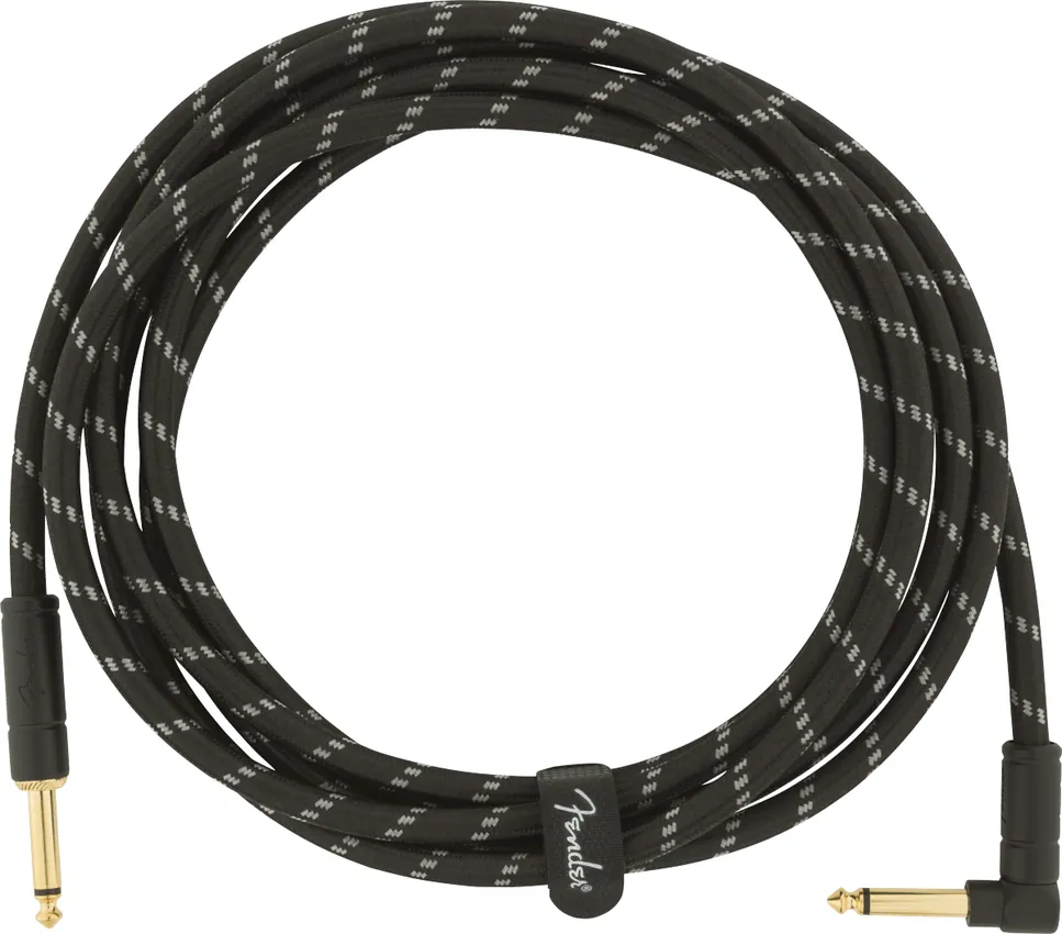 Kabel instrumentalny Fender Deluxe Series Tweed Instrument Cable BLK Jack - Jack kątowy 3m /do gitary - miniatura