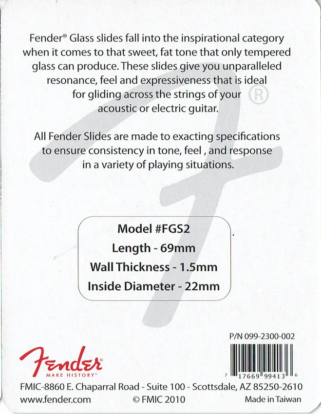 Slide gitarowy Fender  Glass Slide 2 Standard Large - miniatura
