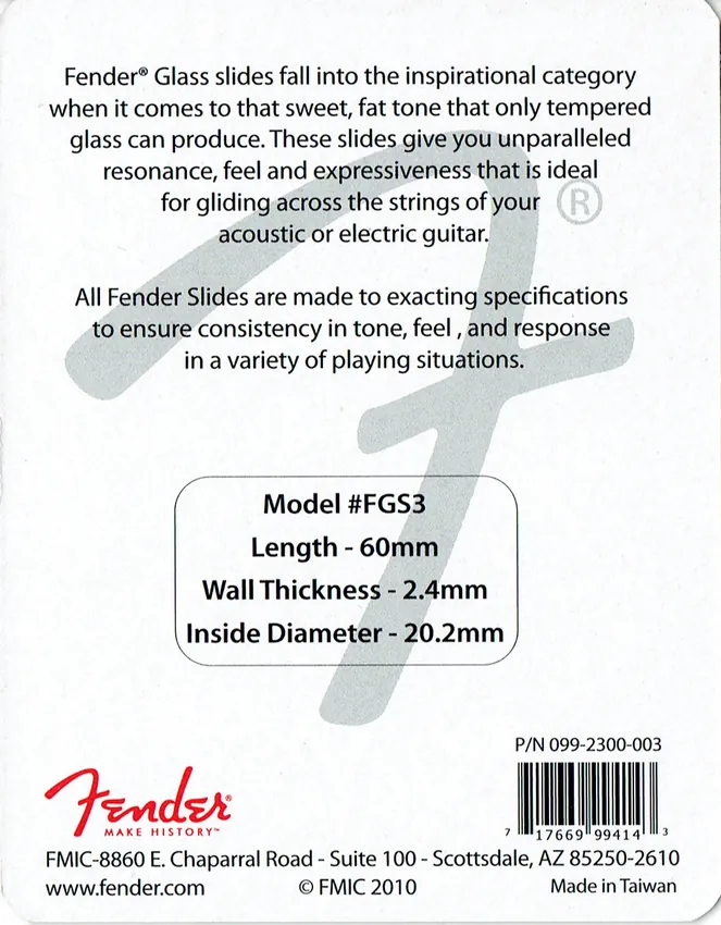 Slide gitarowy Fender  Glass Slide 3 Thick Medium - miniatura