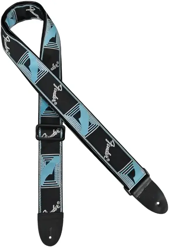 Pasek do gitary Fender Monogrammed Black/Light Grey/Blue - miniatura