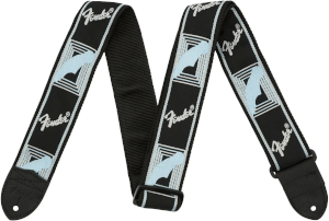Pasek do gitary Fender Monogrammed Black/Light Grey/Blue
