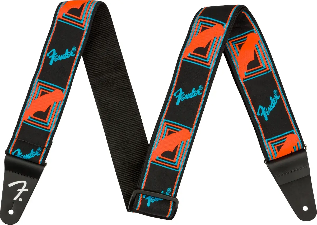 Pasek do gitary Fender Monogrammed Neon Blue/Orange