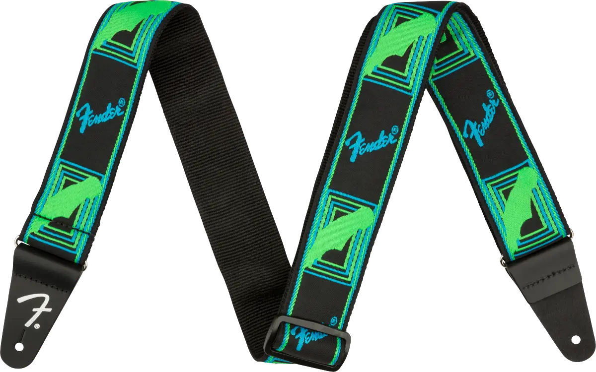 Pasek do gitary Fender Monogrammed Neon Blue/Green