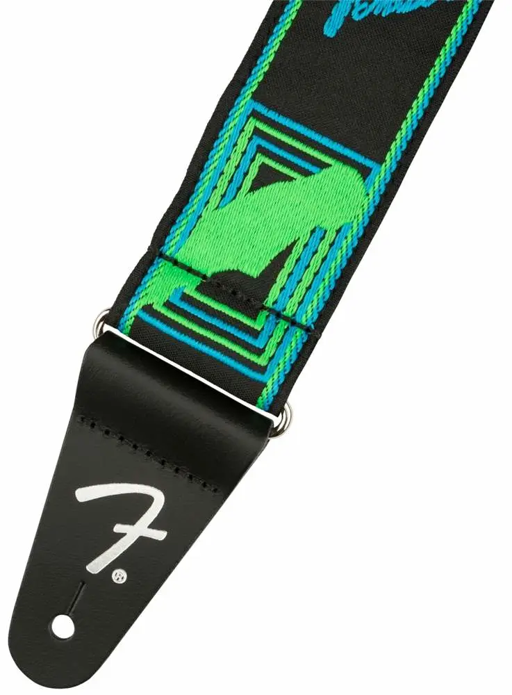 Pasek do gitary Fender Monogrammed Neon Blue/Green - miniatura