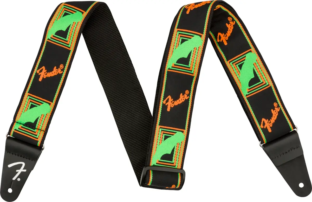 Pasek do gitary Fender Monogrammed Neon Orange/Green