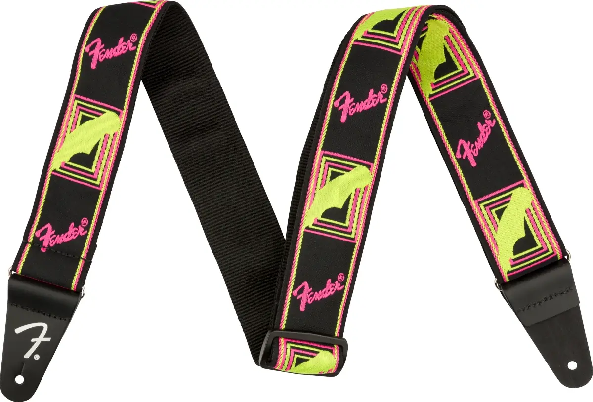 Pasek do gitary Fender Monogrammed Neon Pink/Yellow