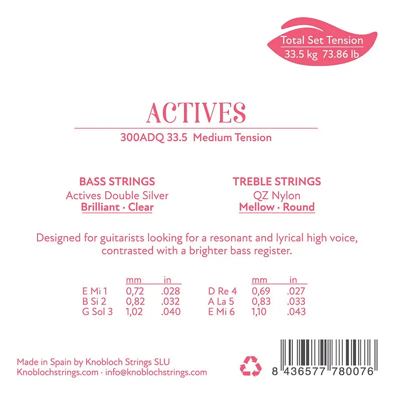 Struny do gitary klasycznej Knobloch Actives QZ Nylon 300ADQ - miniatura