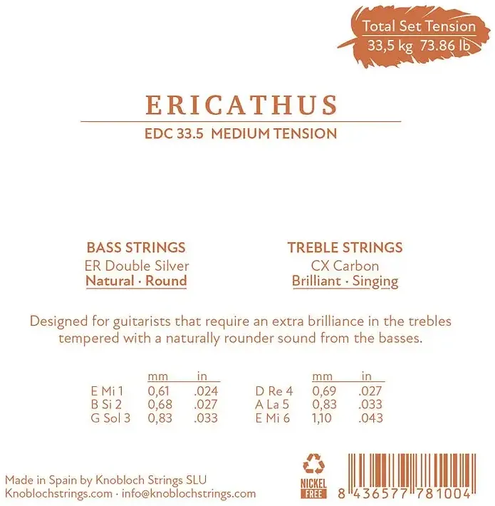 Struny do gitary klasycznej  Knobloch Erithacus EDC 33.5 CX Carbon - miniatura