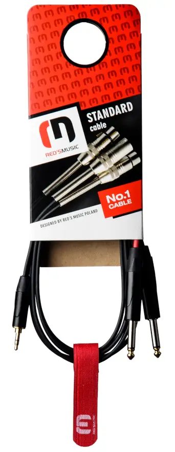 Kabel audio REDS MUSIC AU17100BX - 2x Jack mono 6.3 mm / Jack stereo 3.5 mm - 10 m - miniatura
