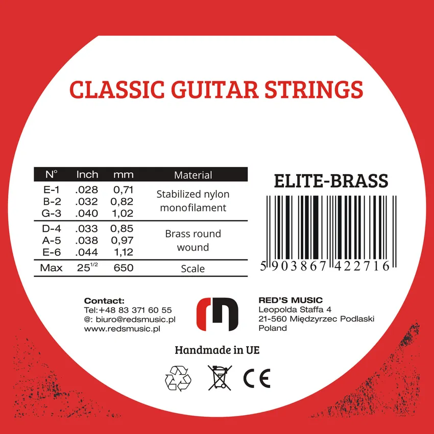 Struny do gitary klasycznej REDS MUSIC ELITE-BRASS /Medium - miniatura