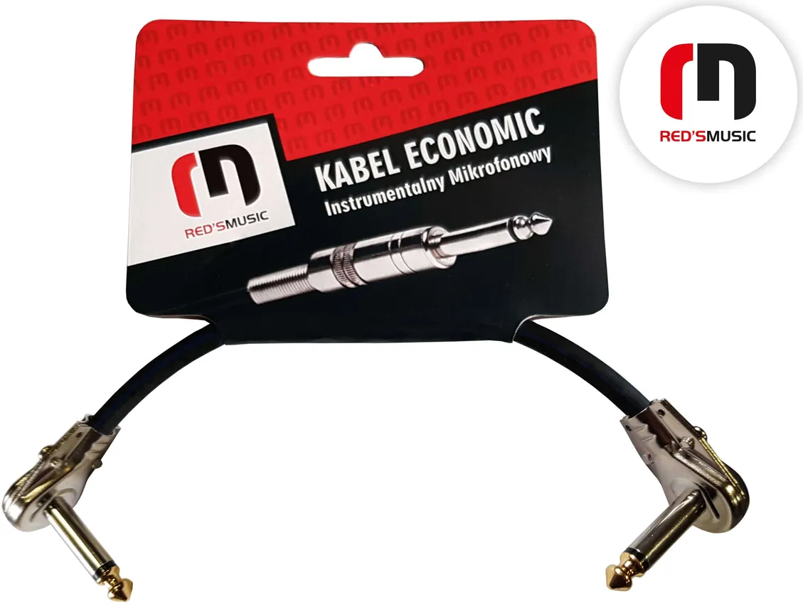Kabel instrumentalny REDS MUSIC GC0301 JACK KĄTOWY-JACK KĄTOWY 10cm /łącznik do efektów