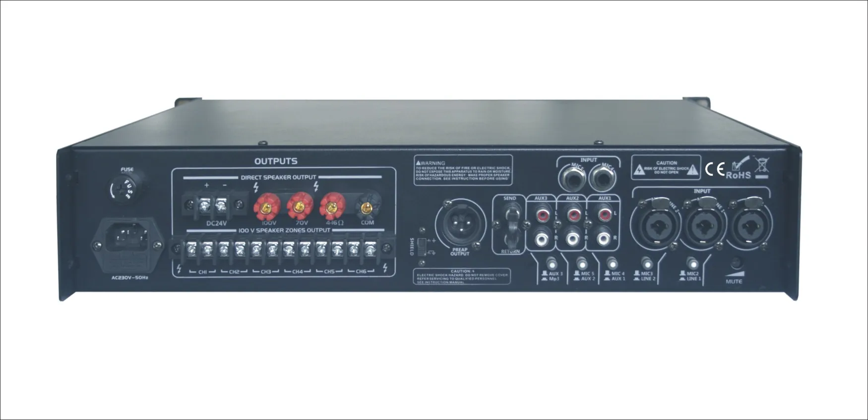 Wzmacniacz radiowęzłowy RH Sound DCB-120BC /100V - miniatura