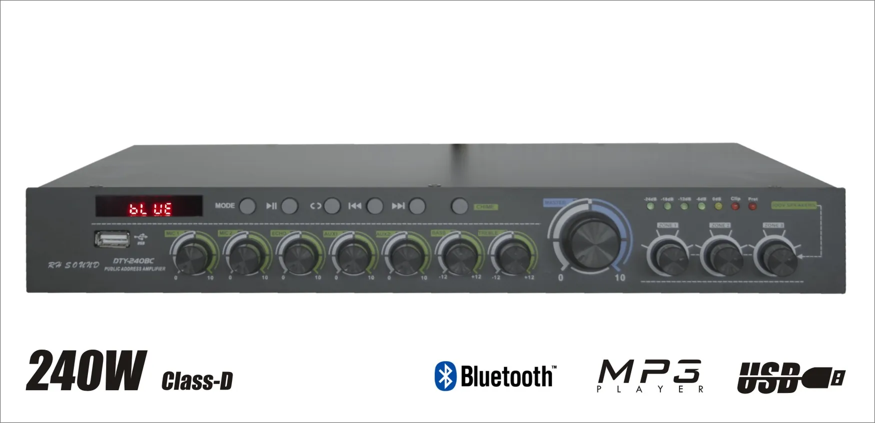 Wzmacniacz radiowęzłowy RH Sound DTY-240BC /100 V