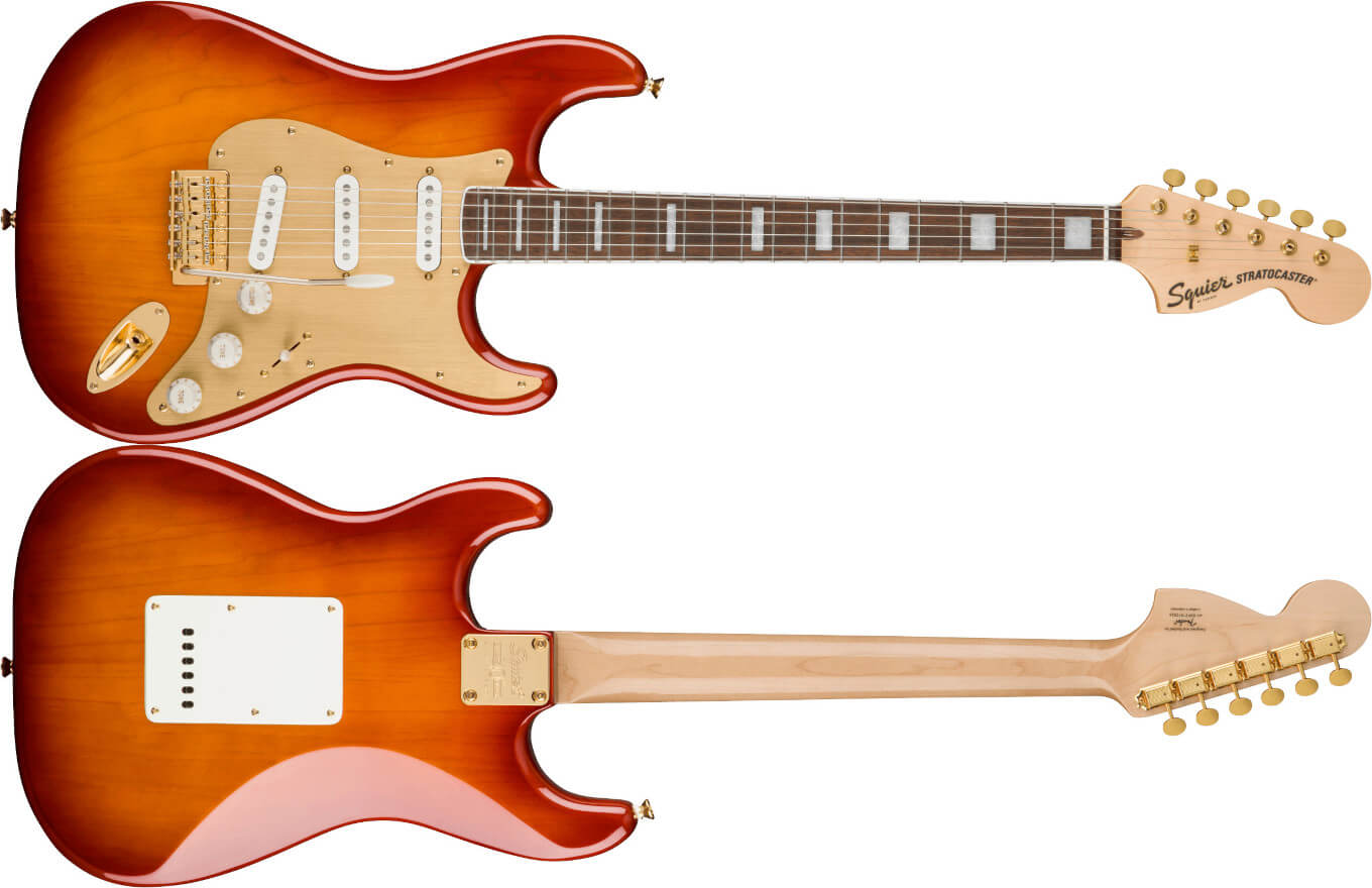 Gitara elektryczna Squier by Fender 40th Anniversary Stratocaster Gold Edition SSB - miniatura