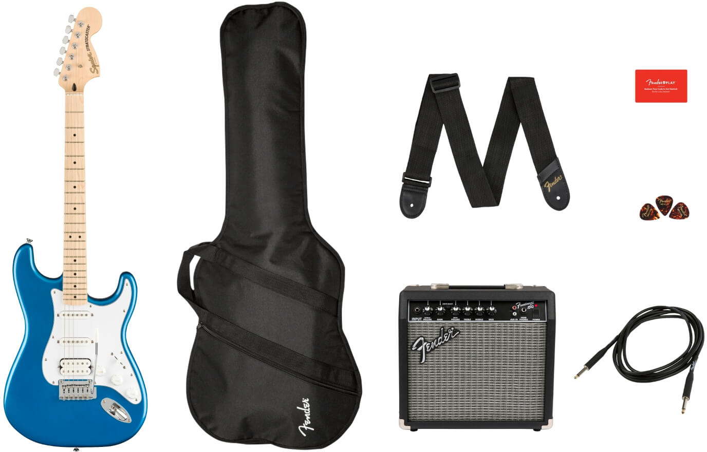 Zestaw gitarowy Squier by Fender FSR AF Strat HSS PK MN 15G LPB