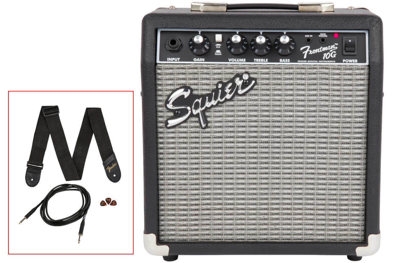 Zestaw gitarowy Squier by Fender FSR Strat PK LRL 10G BLK - miniatura