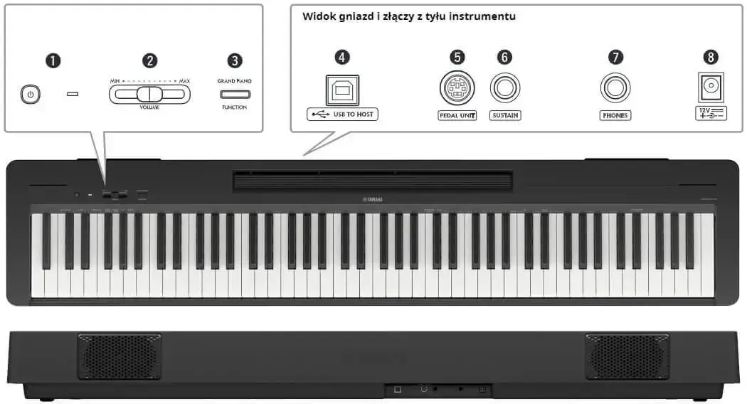 Pianino cyfrowe YAMAHA P-145BT + NOGI + LISTWA - miniatura