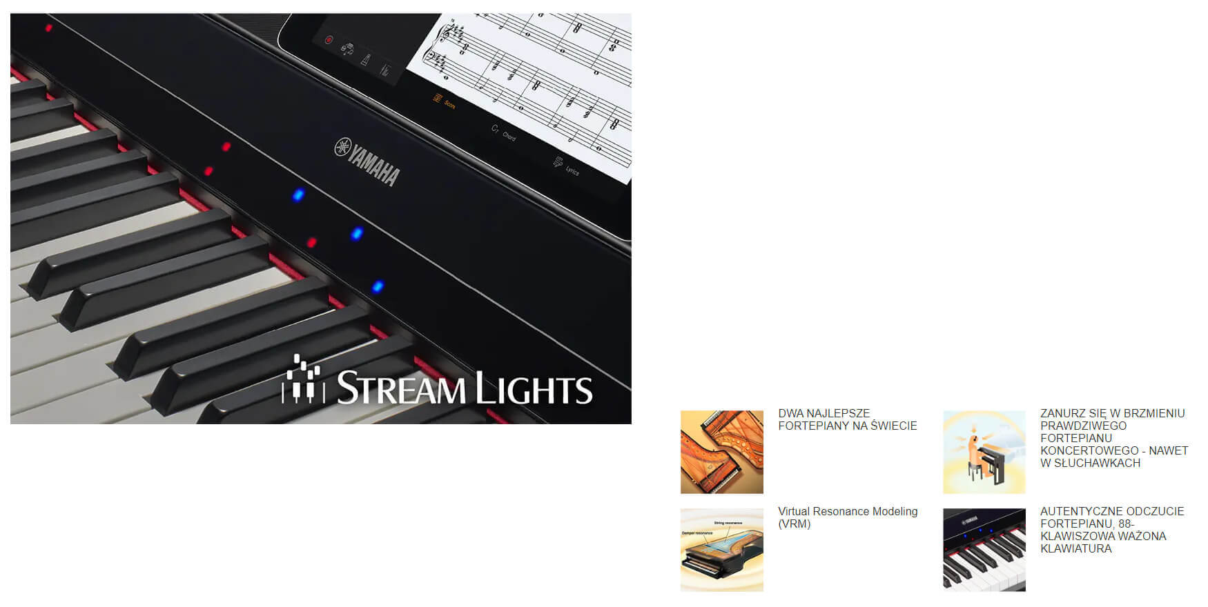 Pianino cyfrowe YAMAHA P-S500 WH + NOGI - miniatura